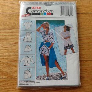 Vintage Skirt Shirt Shorts Sewing Pattern Plus Size 10-22 Burda 4824 UNCUT